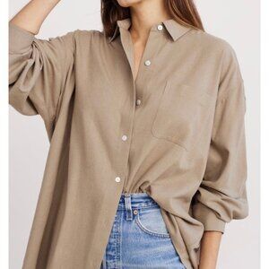 Jenny Kayne womens shirt long sleeves tan 48ch  Med